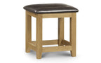 White Oak Dressing Stool with Brown Faux Leather Seat