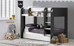 Charcoal & White Bunk Bed with Pull-Out Trundle