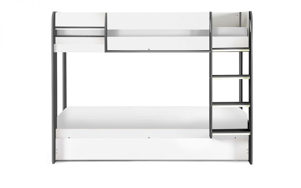 Charcoal & White Bunk Bed with Pull-Out Trundle