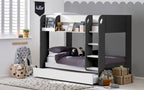 Charcoal & White Bunk Bed with Pull-Out Trundle