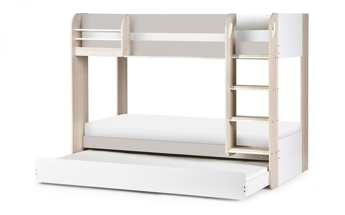 Taupe Bunk Bed with Pull-Out Trundle for 2-3