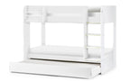 White Bunk Bed with Pull-Out Trundle and Shelving