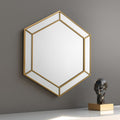 Gold Hexagonal Wall Mirror with Double Frame - 80cm