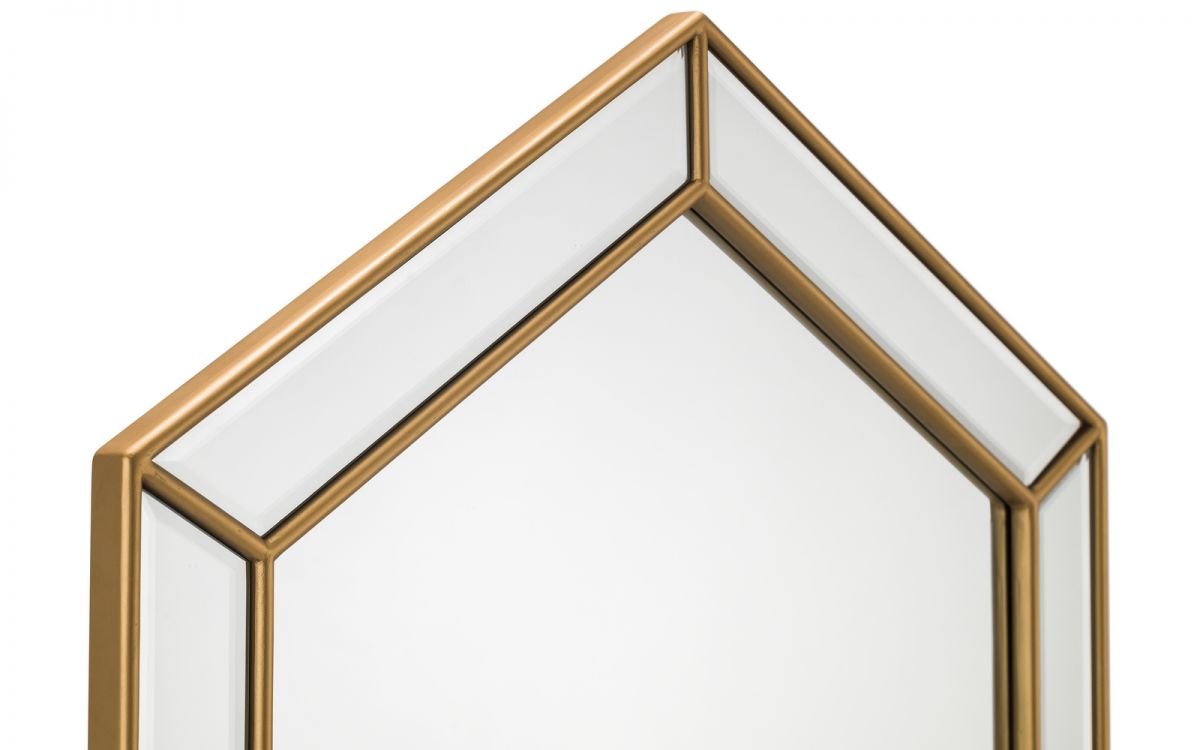 Gold Hexagonal Wall Mirror with Double Frame - 80cm