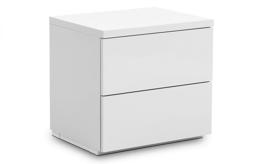 2 Drawer Bedside - White High Gloss