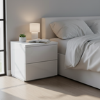 2 Drawer Bedside - White High Gloss