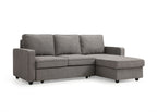 Grey Corner Sofa Bed with Storage - 3-4 Seater