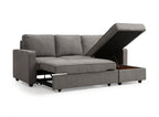 Grey Corner Sofa Bed with Storage - 3-4 Seater