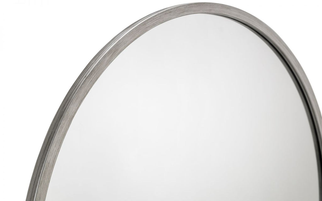 Pewter Round Wall Mirror with Thin Rim - 80cm