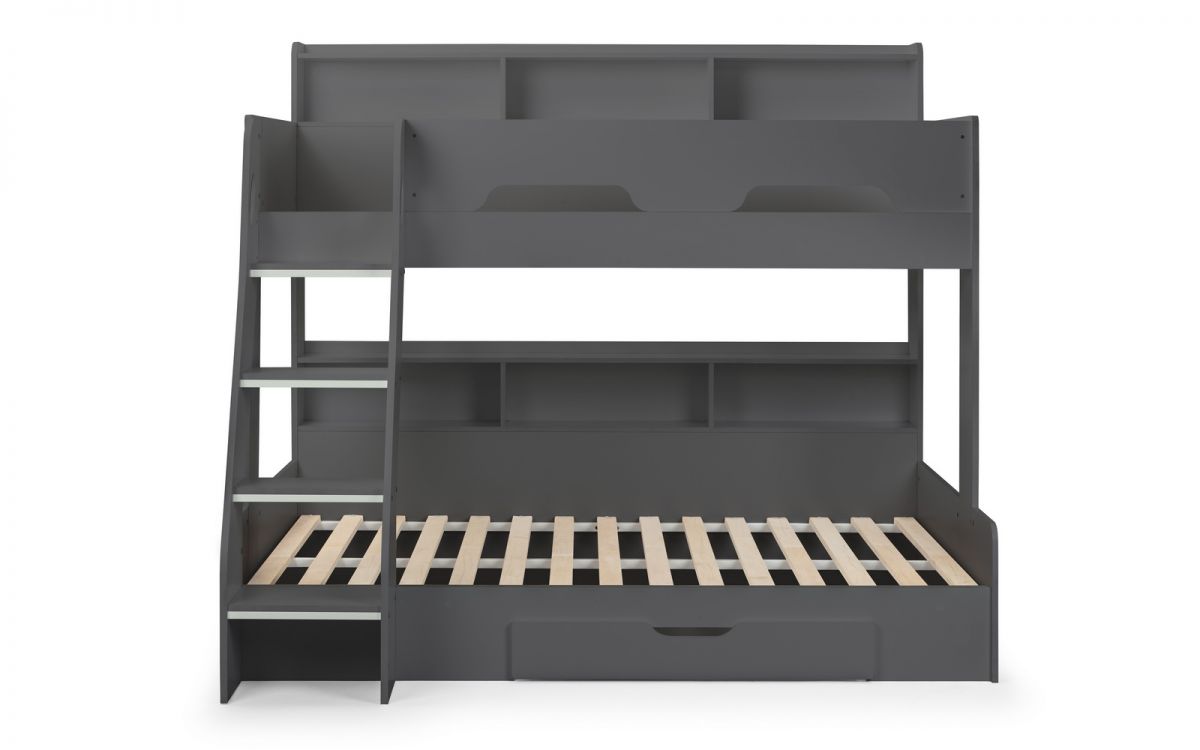 Anthracite Triple Bunk Bed with Storage for 3