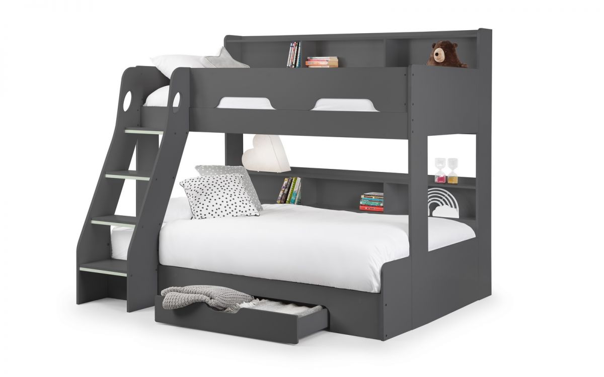 Anthracite Triple Bunk Bed with Storage for 3
