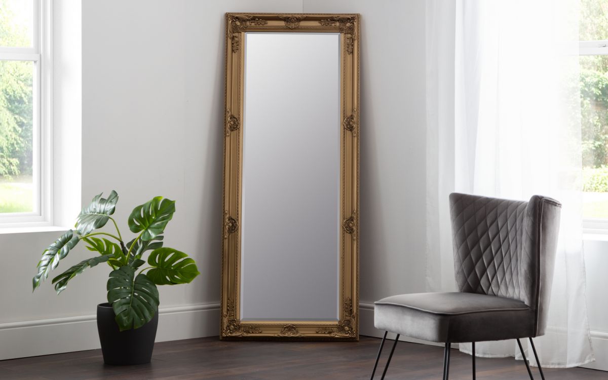 Gold Antique Lean-to Dress Mirror - 170cm
