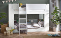 White Bunk Bed with Glow-in-Dark Ladder and Shelving - Twin