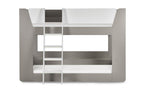 Taupe & White Bunk Bed with Glow-in-Dark Ladder and Shelving - Twin