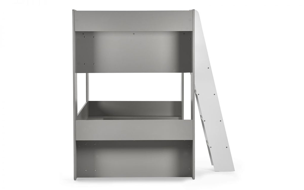 Taupe & White Bunk Bed with Glow-in-Dark Ladder and Shelving - Twin