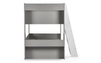 Taupe & White Bunk Bed with Glow-in-Dark Ladder and Shelving - Twin