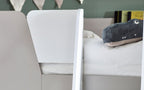 Taupe & White Bunk Bed with Glow-in-Dark Ladder and Shelving - Twin
