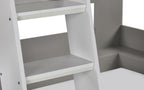 Taupe & White Bunk Bed with Glow-in-Dark Ladder and Shelving - Twin