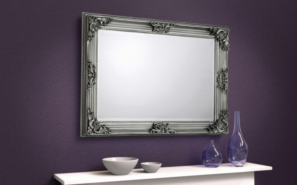 Pewter Effect Wall Mirror with Bevelled Glass
