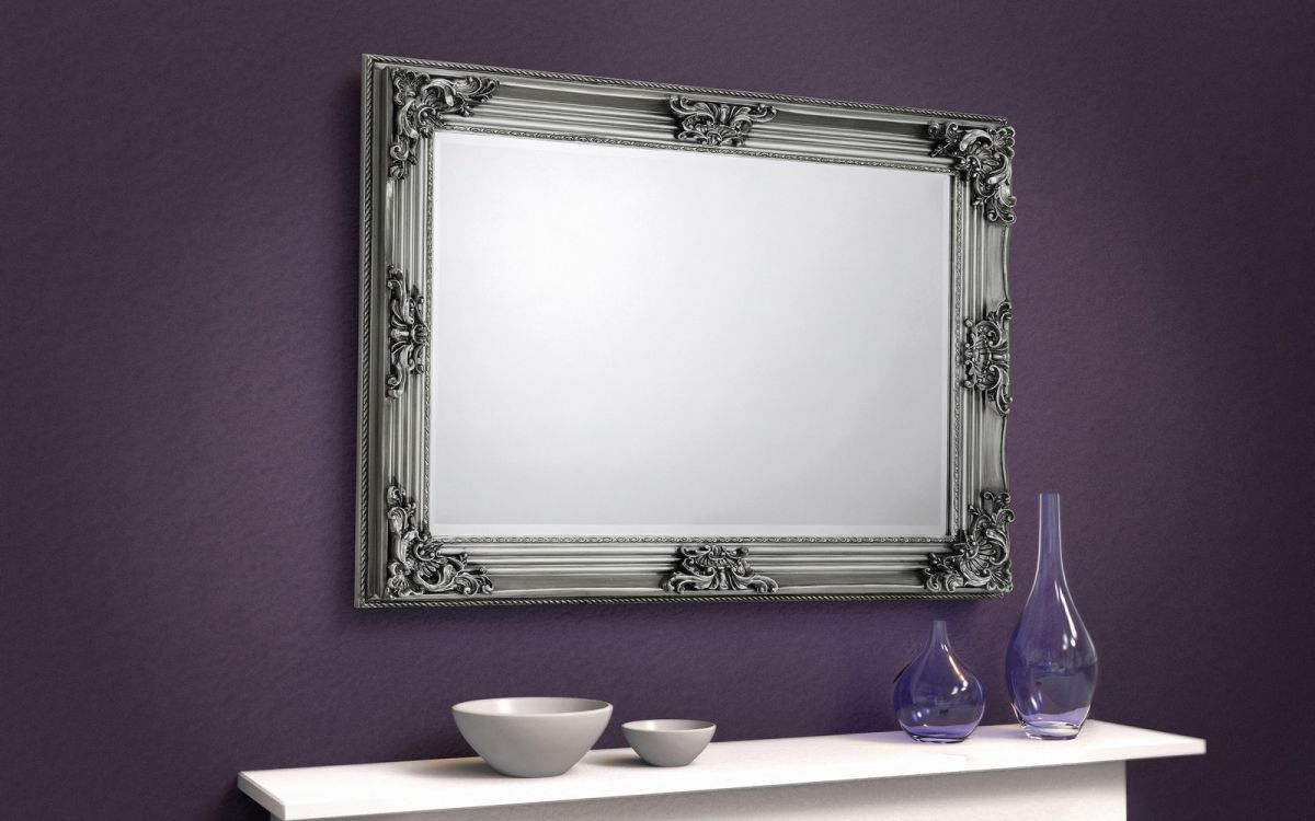 Pewter Effect Wall Mirror with Bevelled Glass