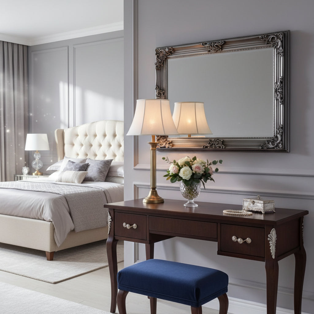 Pewter Effect Wall Mirror with Bevelled Glass