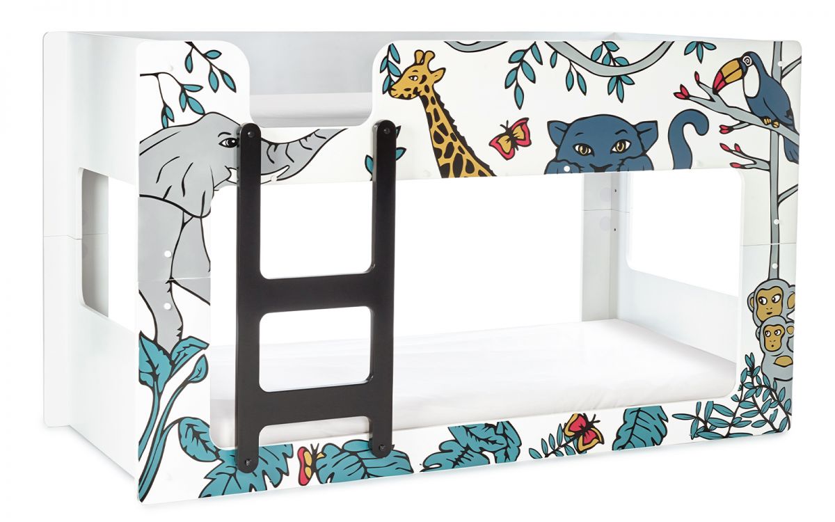 Animal Print Bunk Bed with Ladder - Twin