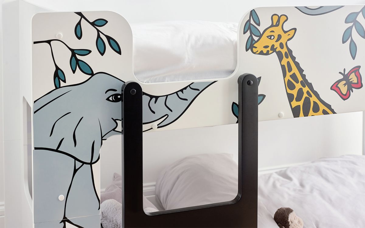 Animal Print Bunk Bed with Ladder - Twin
