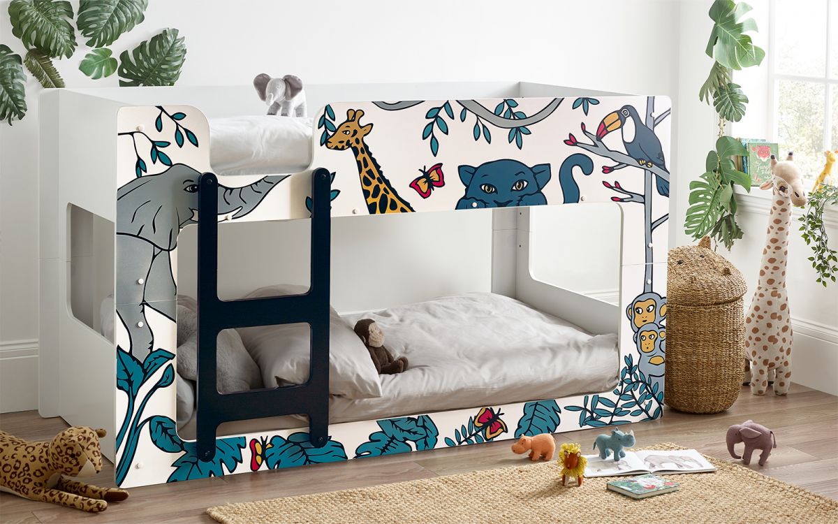 Animal Print Bunk Bed with Ladder - Twin