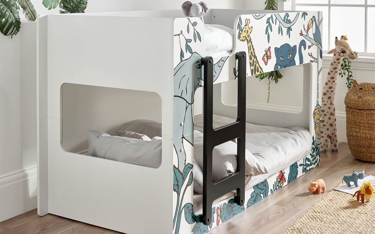 Animal Print Bunk Bed with Ladder - Twin