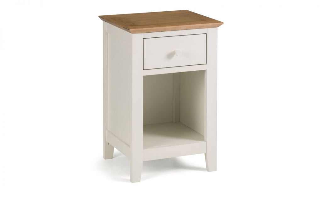 Ivory and Oak 1-Drawer Bedside - Shaker Style