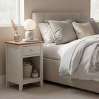 Ivory and Oak 1-Drawer Bedside - Shaker Style