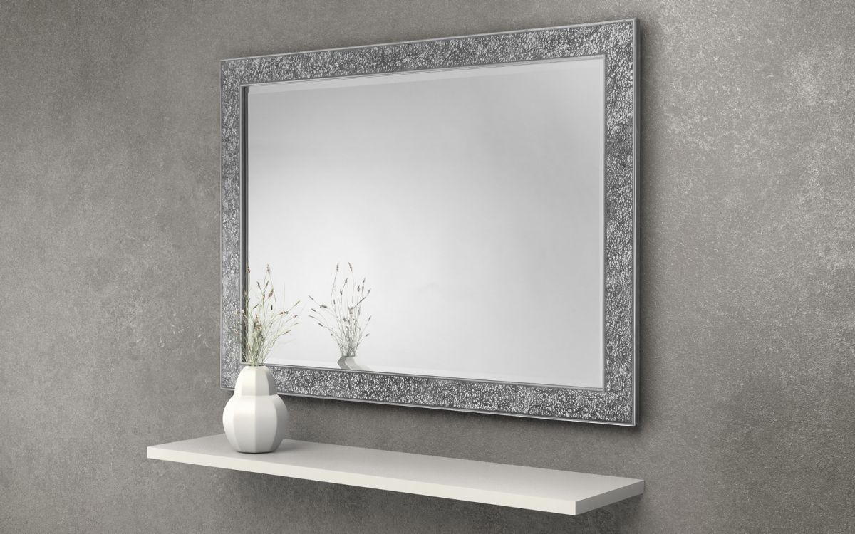 Silver Glass Fragment Wall Mirror - 110cm x 80cm