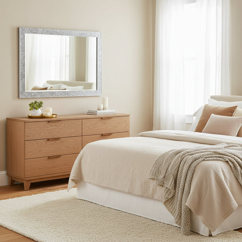 Silver Glass Fragment Wall Mirror - 110cm x 80cm