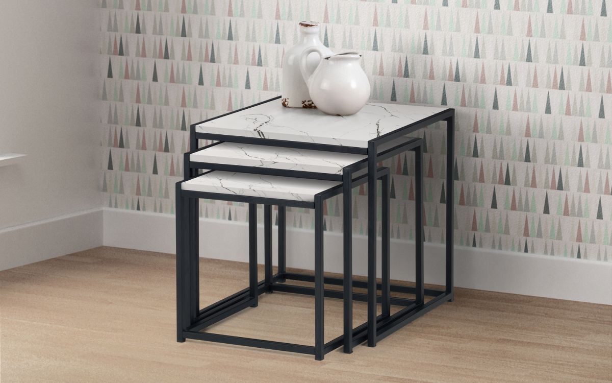 Tribeca Nest of Tables - White Marble