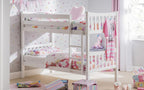 White Bunk Bed with Ladder for 2